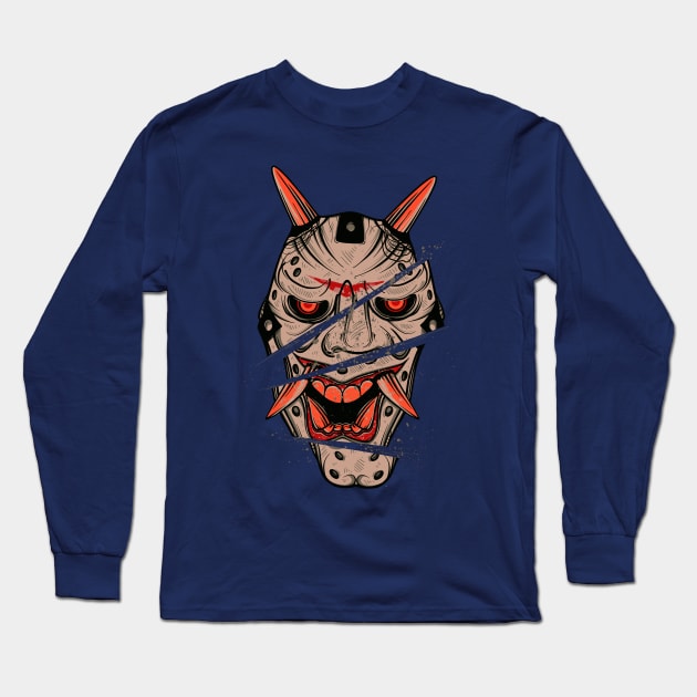 Oni Mask Long Sleeve T-Shirt by GODZILLARGE